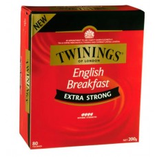 TWININGS EXTRA STRONG ENGLISH BREAKFAST TEA BAGS 80S Pack Size: 6