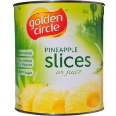 GOLDEN CIRCLE PINEAPPLE IN NATURAL JUICES SLICED 3KG pack size: 3