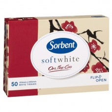 SORBENT ON THE GO WHITE TRAVEL FACIAL TISSUES 50EA Pack Size: 24