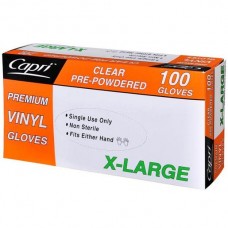 CAPRI PREMIUM VINYL CLEAR X-LARGE GLOVES PRE-POWERED 100S Pack Size: 10