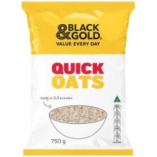 BLACK & GOLD QUICK COOKING OATS 750GM Pack Size: 12
