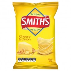 SMITHS CHEESE AND ONION CRINKLE POTATO CHIPS 90GM Pack Size: 18