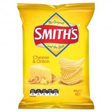 SMITHS CHEESE AND ONION CRINKLE POTATO CHIPS 45GM Pack Size: 18