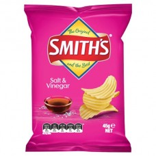 SMITHS SALT AND VINEGAR CRINKLE POTATO CHIPS 45GM Pack Size: 18