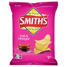 SMITHS SALT & VINEGAR CRINKLE CUT POTATO CHIPS 170GM Pack Size: 12