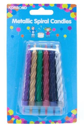 KORBOND METALLIC SPIRAL CANDLES 1PK Pack Size: 6