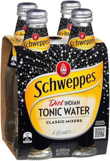 SCHWEPPES DIET TONIC 4 PACK 300ML Pack Size: 6