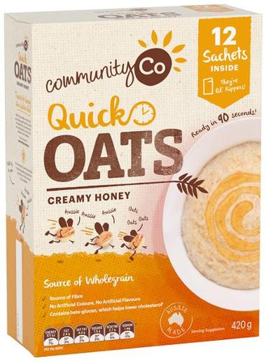 COMM CO QUICK OATS  HONEY SACHET X 12 420GM Pack Size: 6