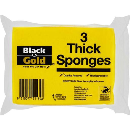 BLACK & GOLD THINK SPONGES 3PK Pack Size: 12