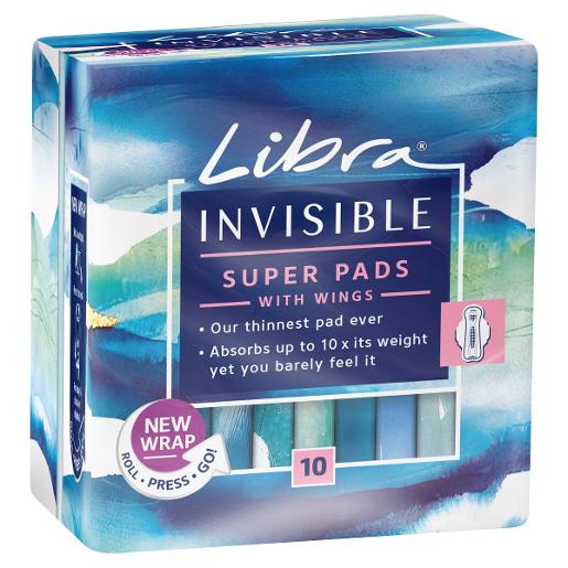 LIBRA INVISIBLE WINGS SUPER PADS 10S Pack Size: 6