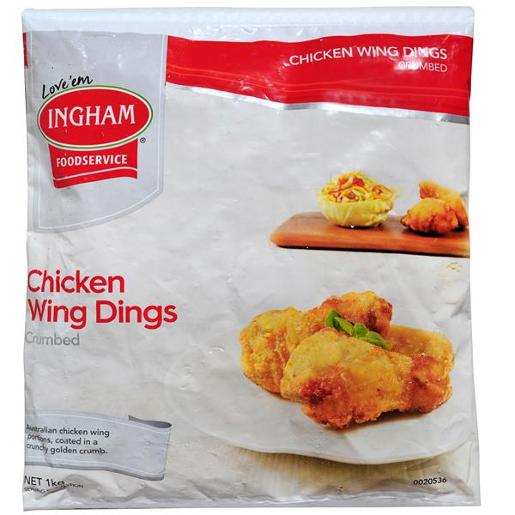 INGHAM CHICKEN WING DINGS CRUMBED 1KG Pack Size: 5
