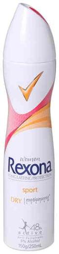 REXONA FOR WOMEN SPORT AEROSOL ANTIPERSPIRANT 250ML Pack Size: 6